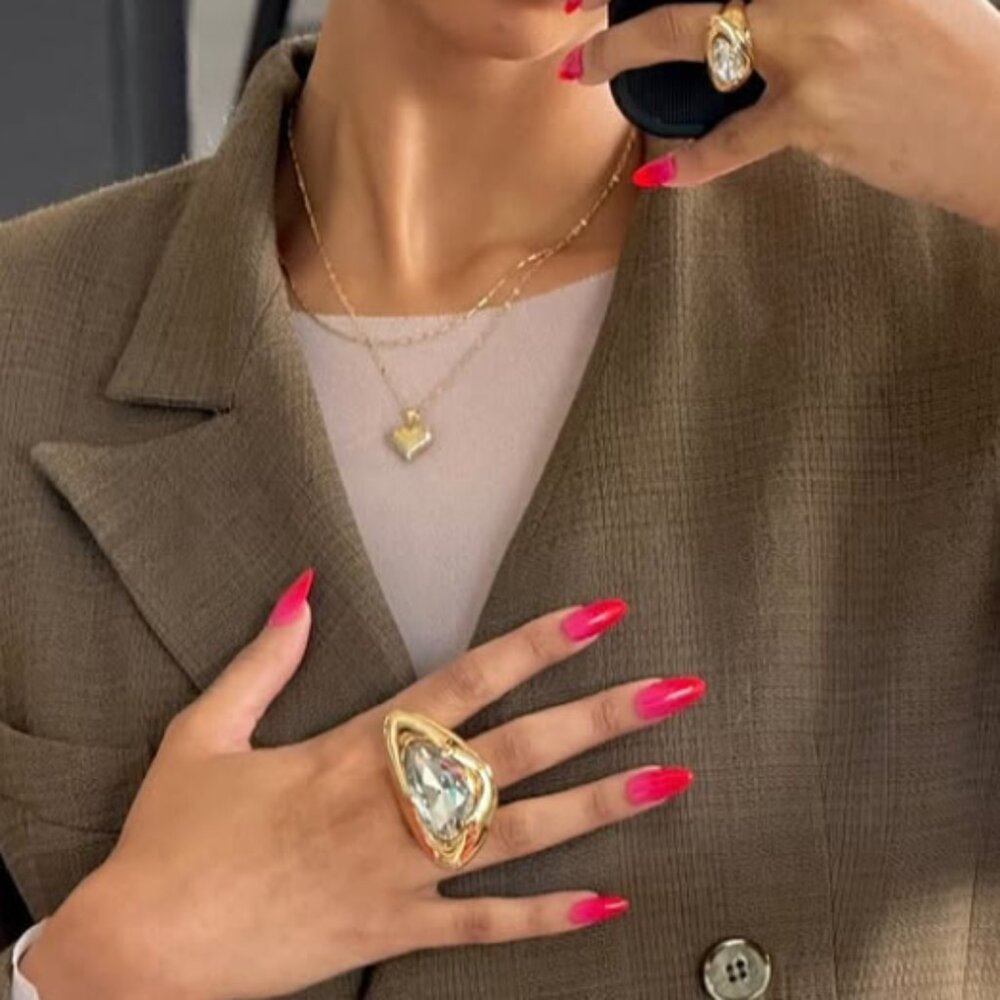 🔥3/$30 NIB Facile 24 Reusable Press-On Nails Dirty Shirley Pink to Red Ombre